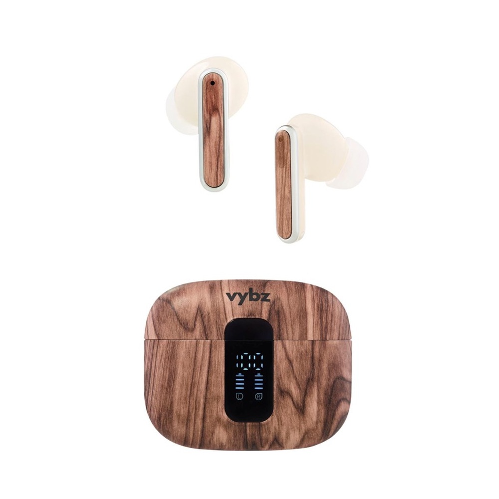 Wood Finish Noise Cancelling Earbud Headphones